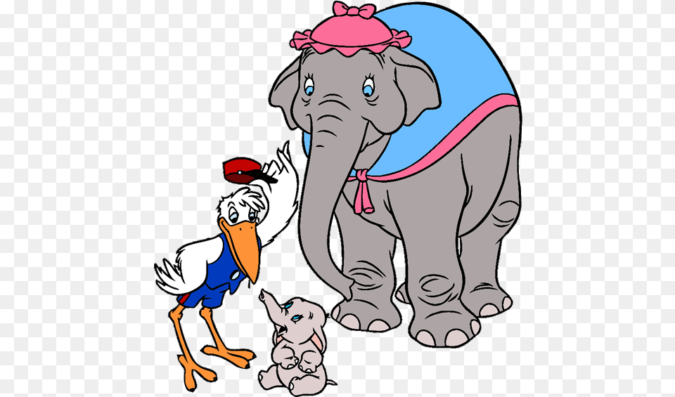 Dumbo And Mr Stork Cartoon, Baby, Person, Animal, Wildlife Png Image