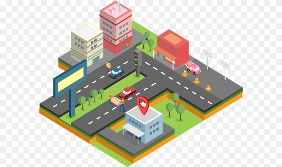 Dumbo Delivery Banner Isometric City, Intersection, Neighborhood, Road, Urban Png Image