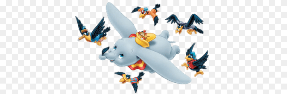 Dumbo Flying With Birds, Animal, Bird, Person Free Png Download