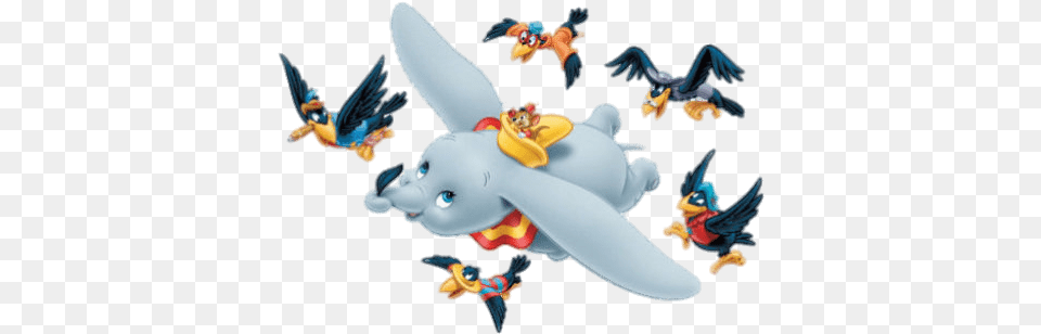 Dumbo Flying With Birds Transparent Disney Dumbo Flying, Animal, Bird Png Image