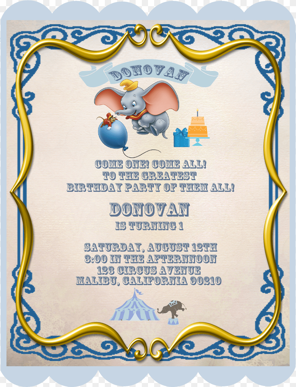 Dumbo Invitation Birthday Party Png