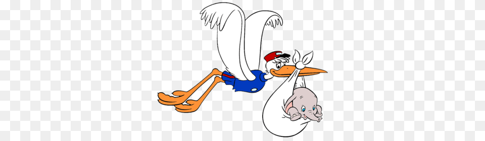 Dumbo Transported By Stork, Cartoon Free Png Download