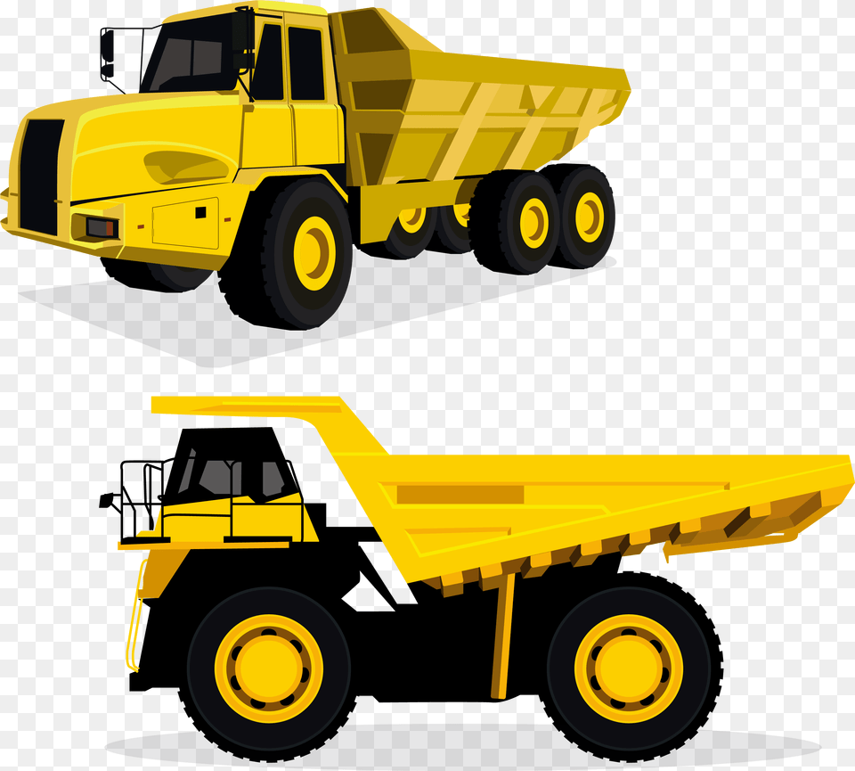 Dump Truck Car Euclidean Vector Vector Dump Truck, Bulldozer, Machine, Wheel, Transportation Free Png Download