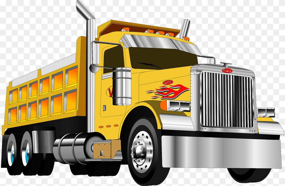 Dump Truck Clipart, Trailer Truck, Transportation, Vehicle, Bulldozer Png Image