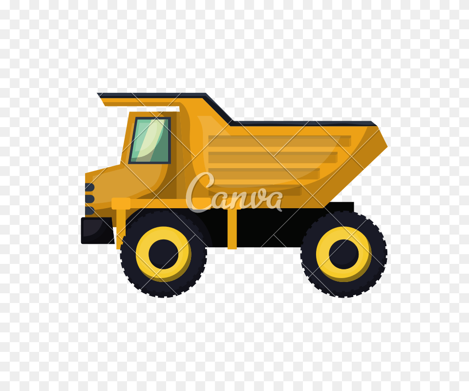 Dump Truck Flat Icon Colorful Silhouette With Half Shadow, Bulldozer, Machine, Transportation, Vehicle Png Image