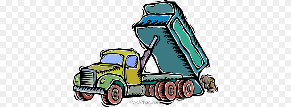 Dump Truck Unloading Boulders Royalty Free Vector Clip Art, Grass, Plant, Lawn, Device Png Image