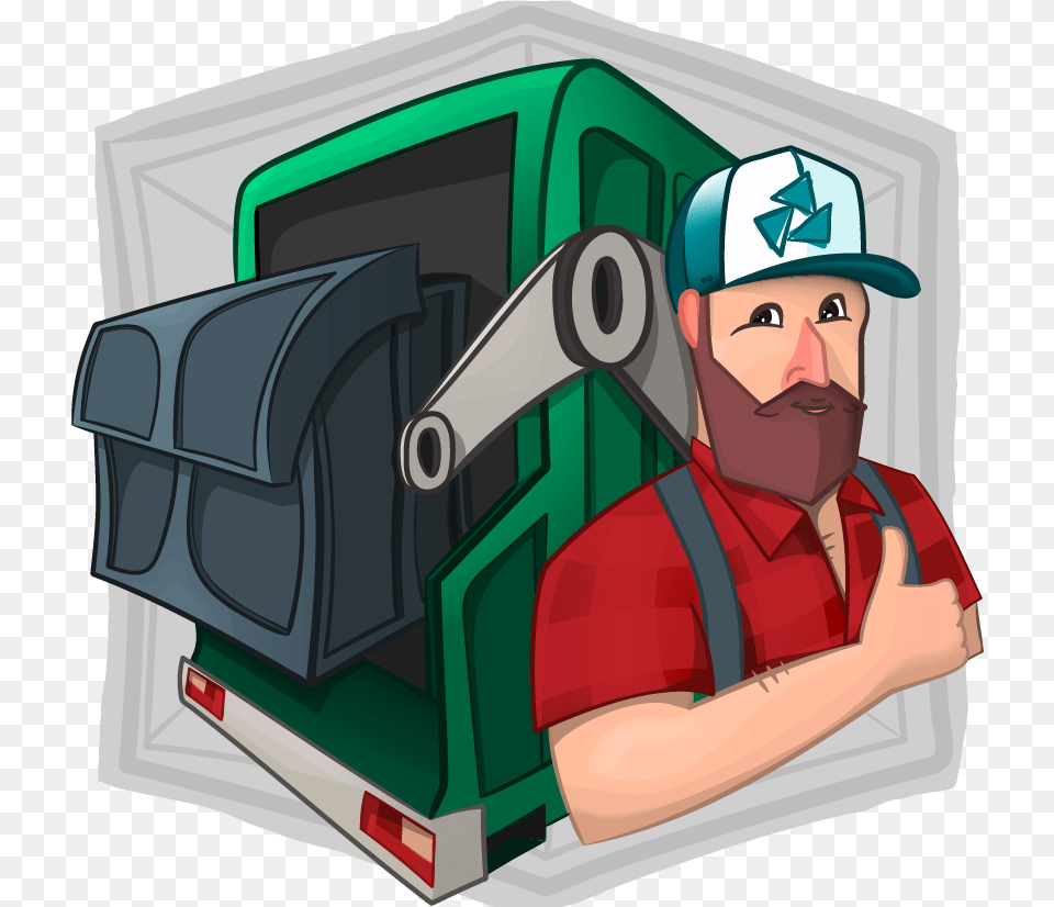 Dumpster Guy Vektor Working Man Operator Guy Dumpster Cartoon, Baseball Cap, Cap, Clothing, Hat Free Png