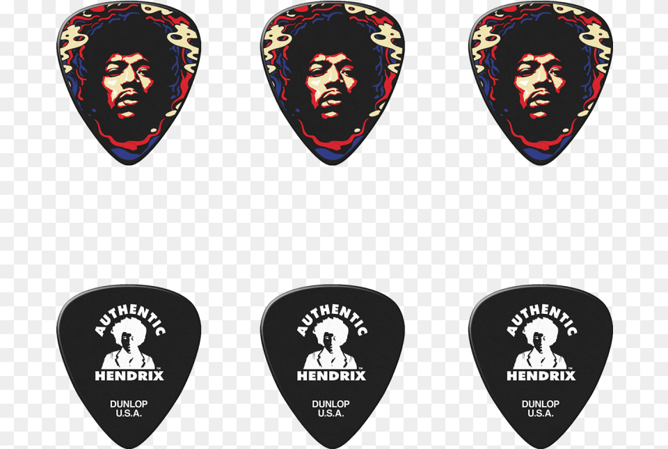 Dunlop Jimi Hendrix Star Haze Heavy Box Of 6 Musicgooddeal Jimi Hendrix, Guitar, Musical Instrument, Plectrum, Face Free Png