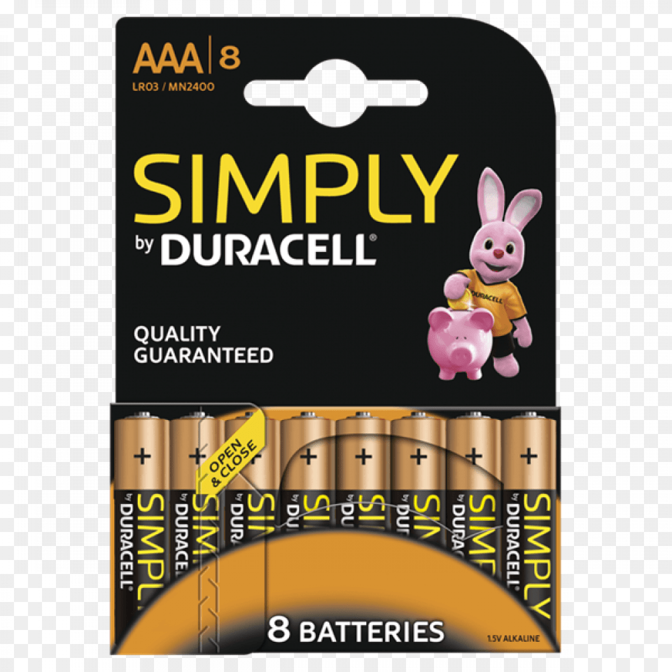 Duracell Simply Aaa Batteries Mn2400b8simply Carded Simply Duracell Aaa Batteries Free Png Download