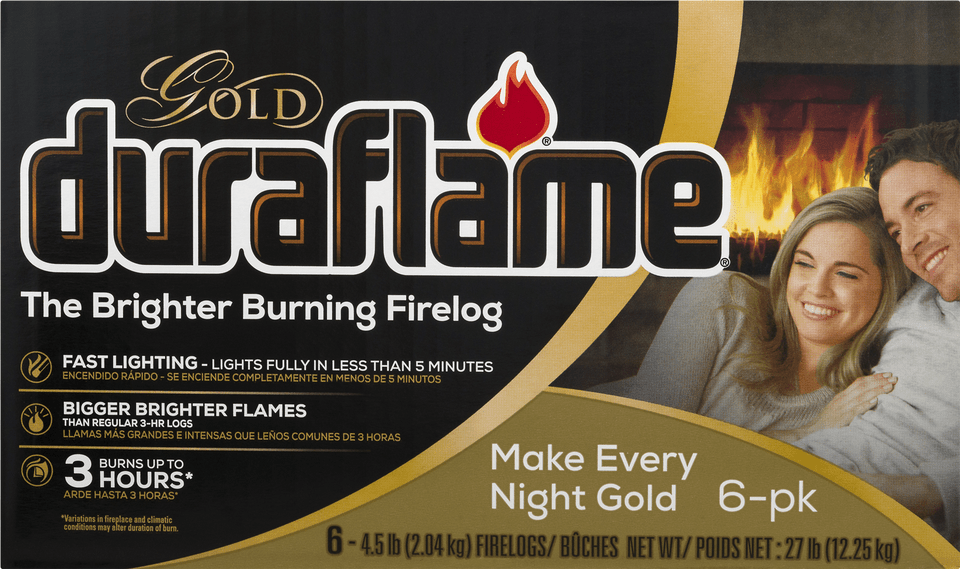 Duraflame Gold Fire Log 3 Hour 6 Pack 6 Pack, Advertisement, Poster, Person, Face Free Png