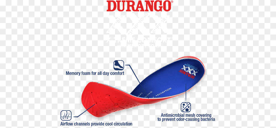 Durango X Treme Comfort Footbed With Memory Foam Carmine, Advertisement, Poster, Footwear, Shoe Free Png