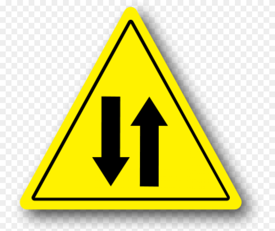 Durastripe Yellow Triangle With Double Arrow Safety Yellow Triangle Safety Sign, Symbol, Road Sign Free Transparent Png