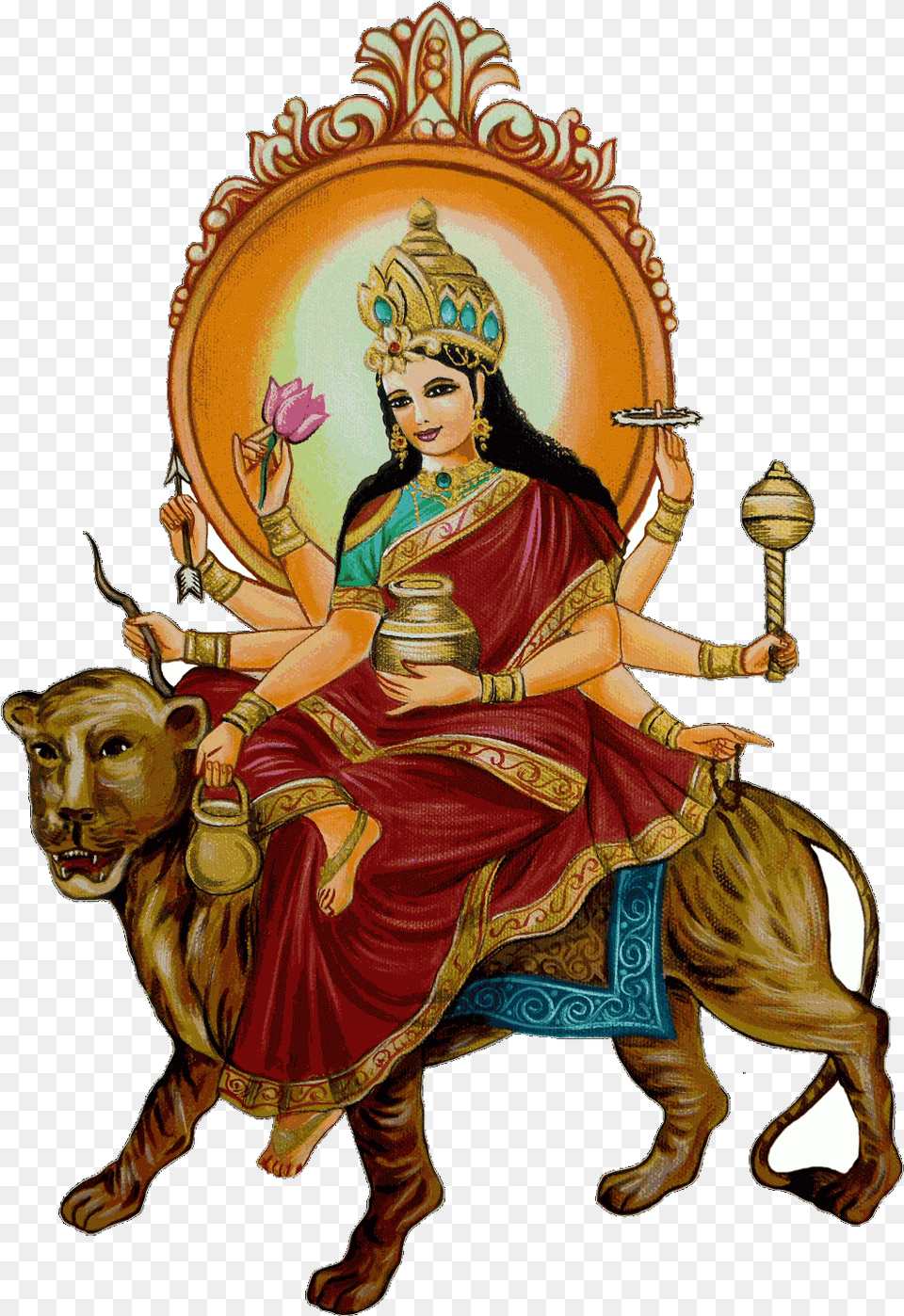 Durga Drawing Goddess Clip Freeuse Goddess Kushmanda, Adult, Wedding, Person, Furniture Png Image