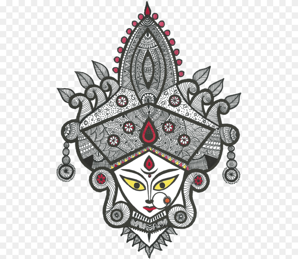 Durga Drawing Maa Durga Maa Art, Pattern, Doodle, Face, Head Free Transparent Png