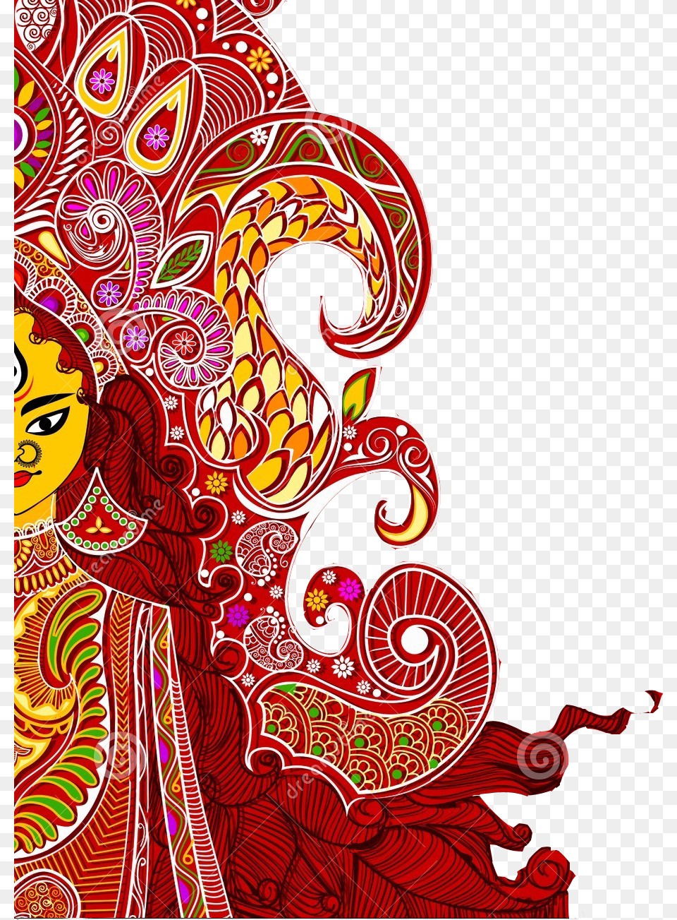 Durga Free Vector Download Happy Dussehra Full Hd, Graphics, Art, Pattern, Floral Design Png