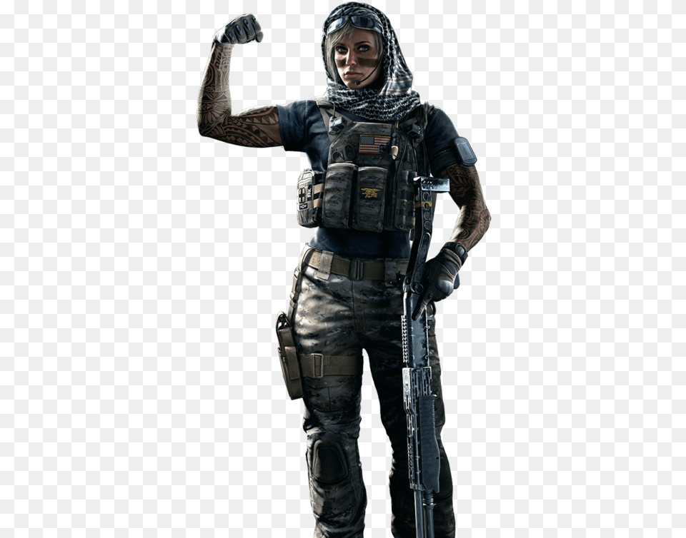 Dust Line Valk Valkyrie Tattoo Rainbow Six, Adult, Person, Man, Male Png