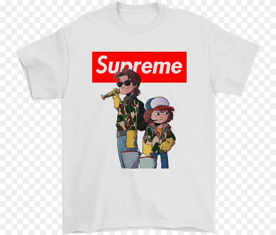 Dustin And Steve Stranger Things Supreme Shirts Stranger Things T Shirt Steve, Clothing, T-shirt, Baby, Person Png