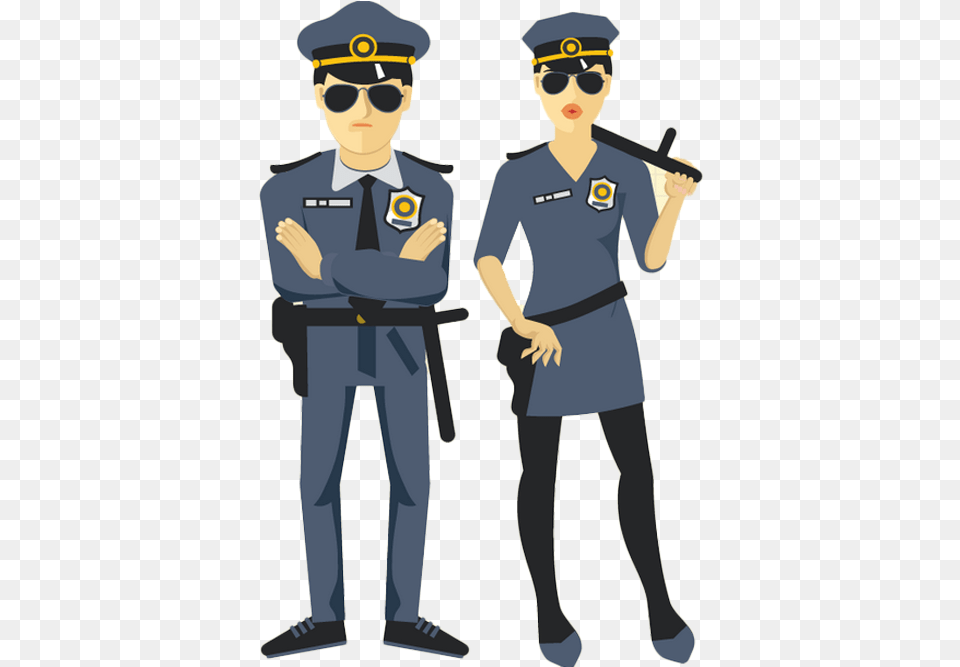 Duty Adhesive Picture Police Samsung Of Material Clipart Security Guard Cartoon Female, Boy, Male, Person, Child Free Png