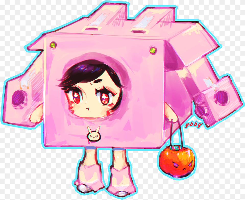 Dva And Cardboard Box Gundam Overwatch Drawn By Ybby Girly, Face, Head, Person, Adult Png Image