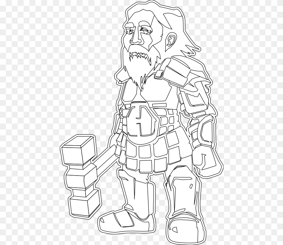 Dwarf Warrior Black White Line Art Christmas Xmas Toy Illustration, Drawing, Baby, Person, Face Free Png Download