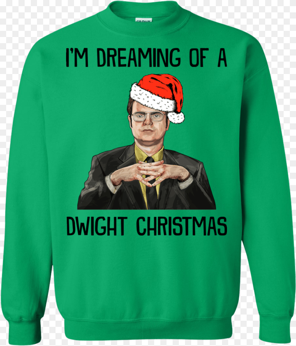 Dwight Schrute Iu0027m Dreaming Of A Christmas Dwight Schrute, Knitwear, Clothing, Sweatshirt, Sweater Free Png
