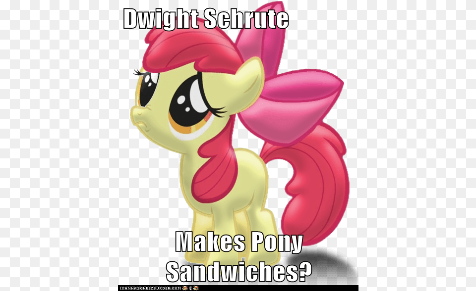 Dwight Schrute Makes Pony Sandwiches Cheezburger Funny Apple Bloom My Little Pony, Book, Publication, Comics, Flower Png Image