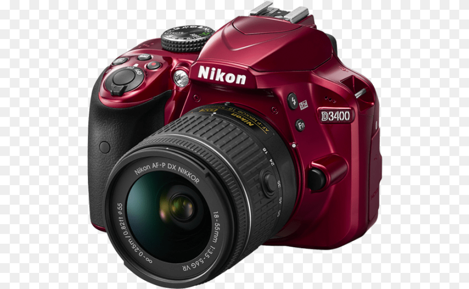 Dx Digital Slr Camera Body W Af P Dx Nikkor Red Nikon, Digital Camera, Electronics Png