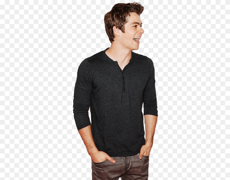 Dylan O39brien Teen Wolf And Boy Dylan O Brien Black And White, T-shirt, Sleeve, Person, Long Sleeve Png Image