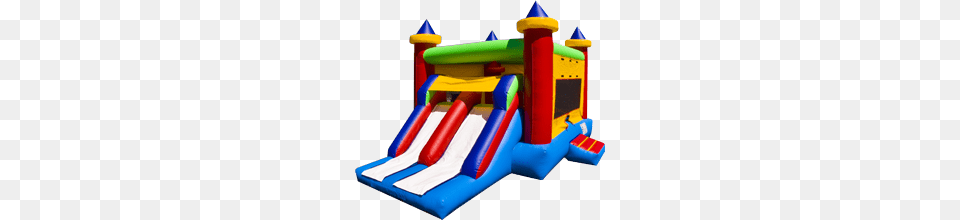 Dynamic Double Bounce House Large Jumping Area And Two Slides, Inflatable, Slide, Toy, Play Area Free Png