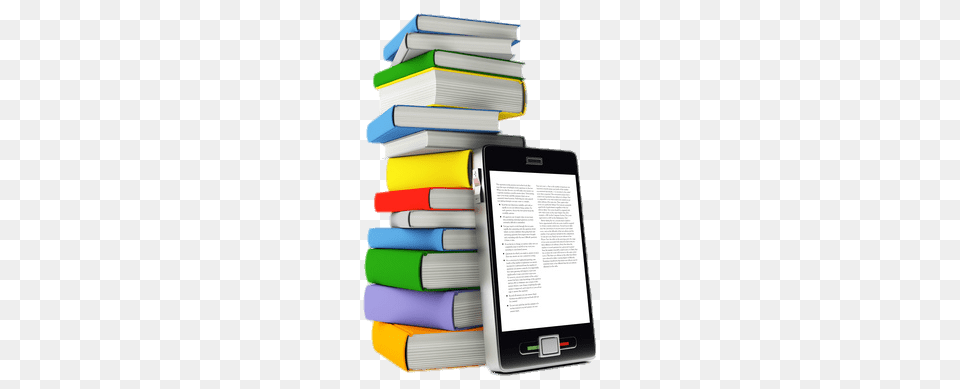 E Book In Front Of Book Pile Transparent, Electronics, Mobile Phone, Page, Phone Free Png