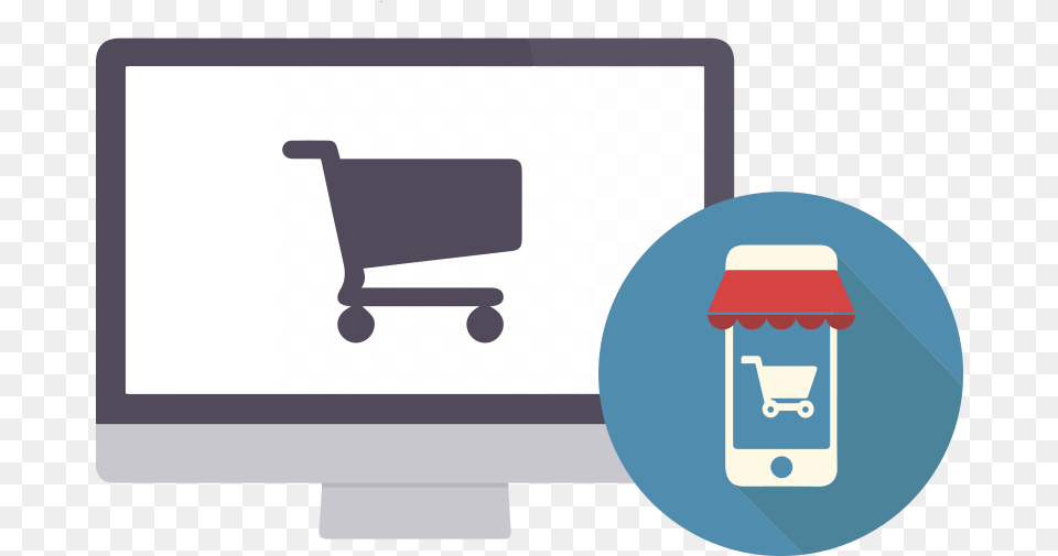 E Commerce Illustration, Shopping Cart, White Board Png Image