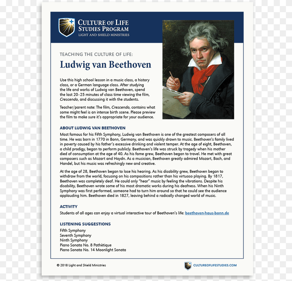 E Lesson Ludwig Van Beethoven Portrait Of Ludwig Van Beethoven, Text, Advertisement, Poster, Page Png Image