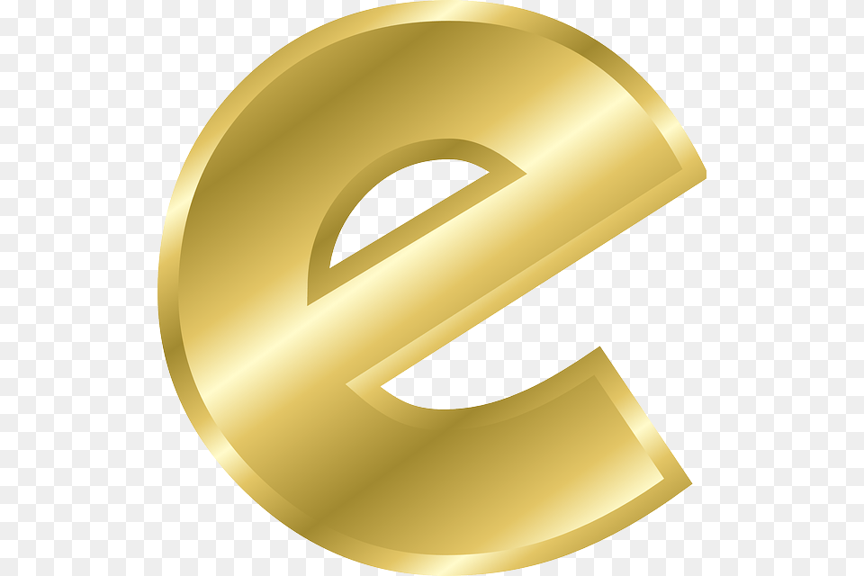 E Letter Letra Golden Gold Dourado Ouro Lucianoballack Alphabet Letters In Gold, Symbol, Text, Number, Disk Free Png