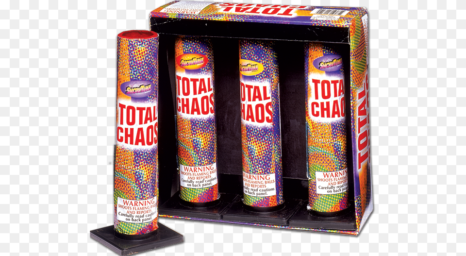 Each Shot Explodes From The Tube With A Mine Effect Total Chaos Firework, Food, Sweets, Candy, Can Free Png