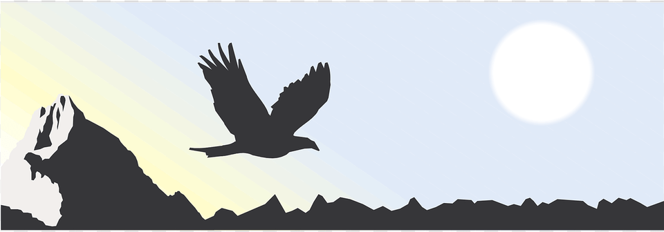 Eagle And Mountain Silhouette Portable Network Graphics, Animal, Bird, Flying, Blackbird Png Image
