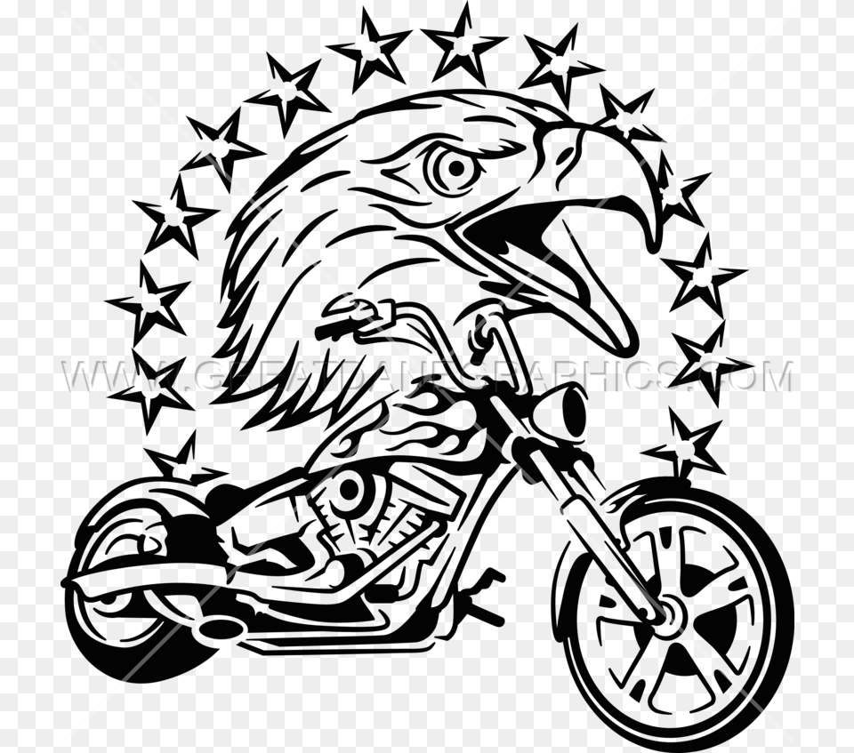 Eagle Chopper Production Ready Artwork For T Shirt Printing, Machine, Wheel, Motorcycle, Transportation Png