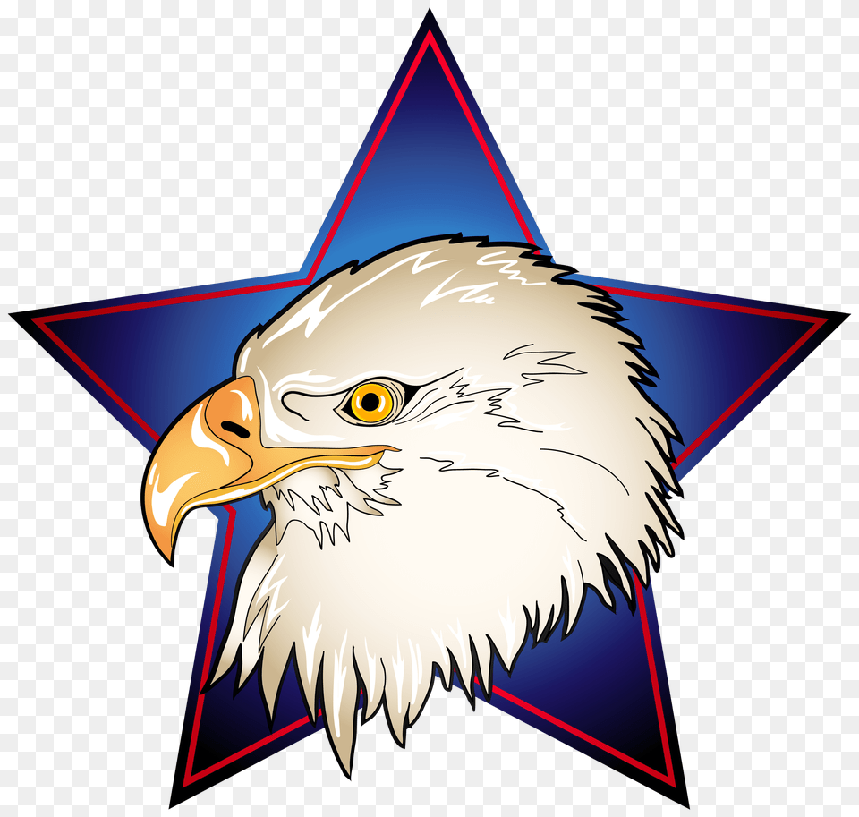 Eagle Head In Blue Star Transparent Clip Art Image, Animal, Beak, Bird, Symbol Png