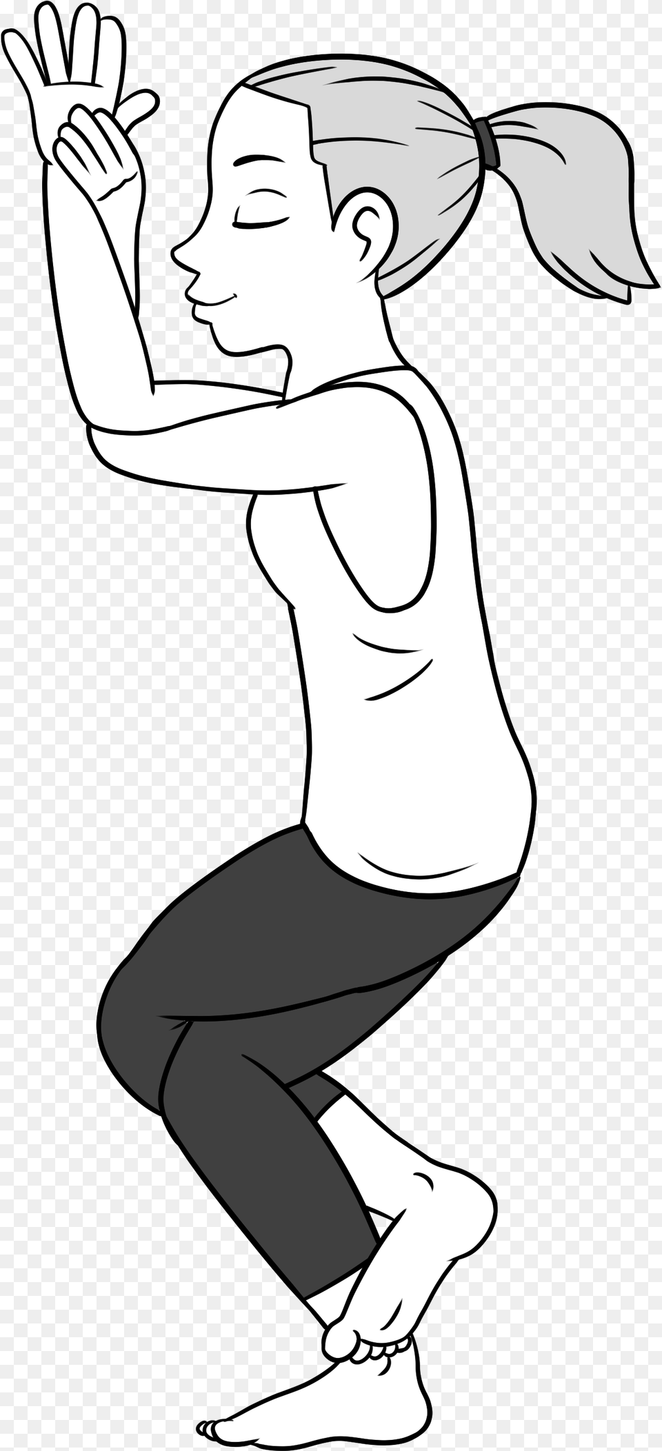 Eagle Pose For Hip And Shoulder Stretching Line Art, Person, Face, Head Png