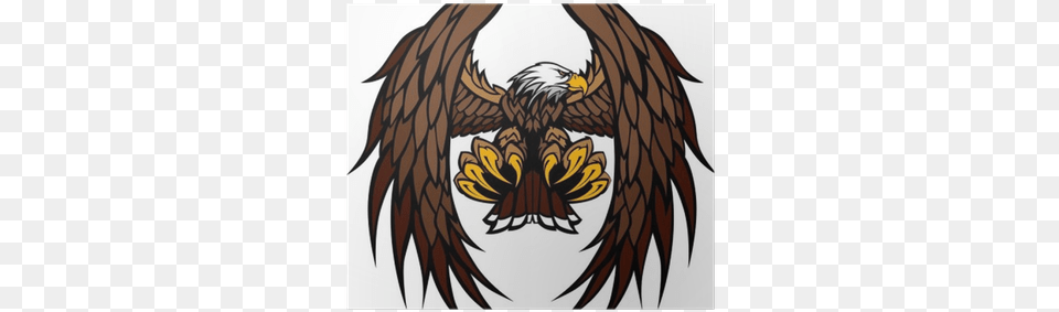Eagle Wings And Claws Mascot Vector Illustration Poster Fierce Bald Eagle Drawing, Electronics, Hardware, Animal, Bird Free Png