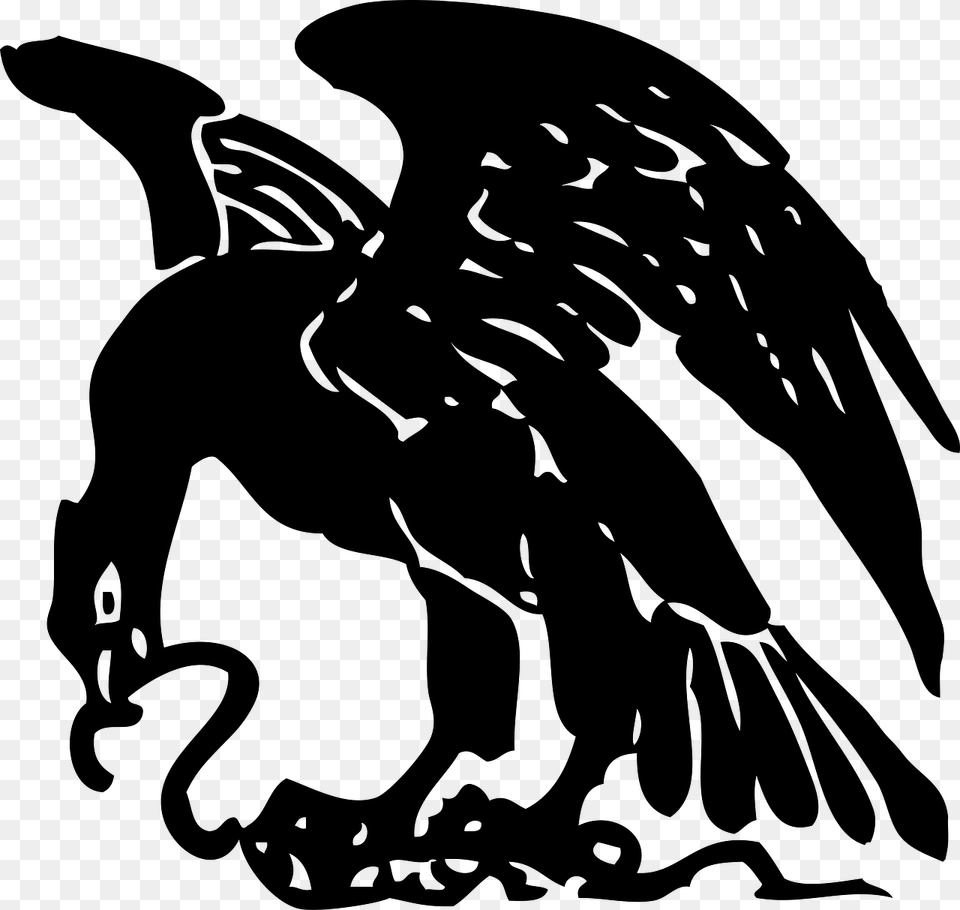 Eagle With Snake Clipart, Gray Png