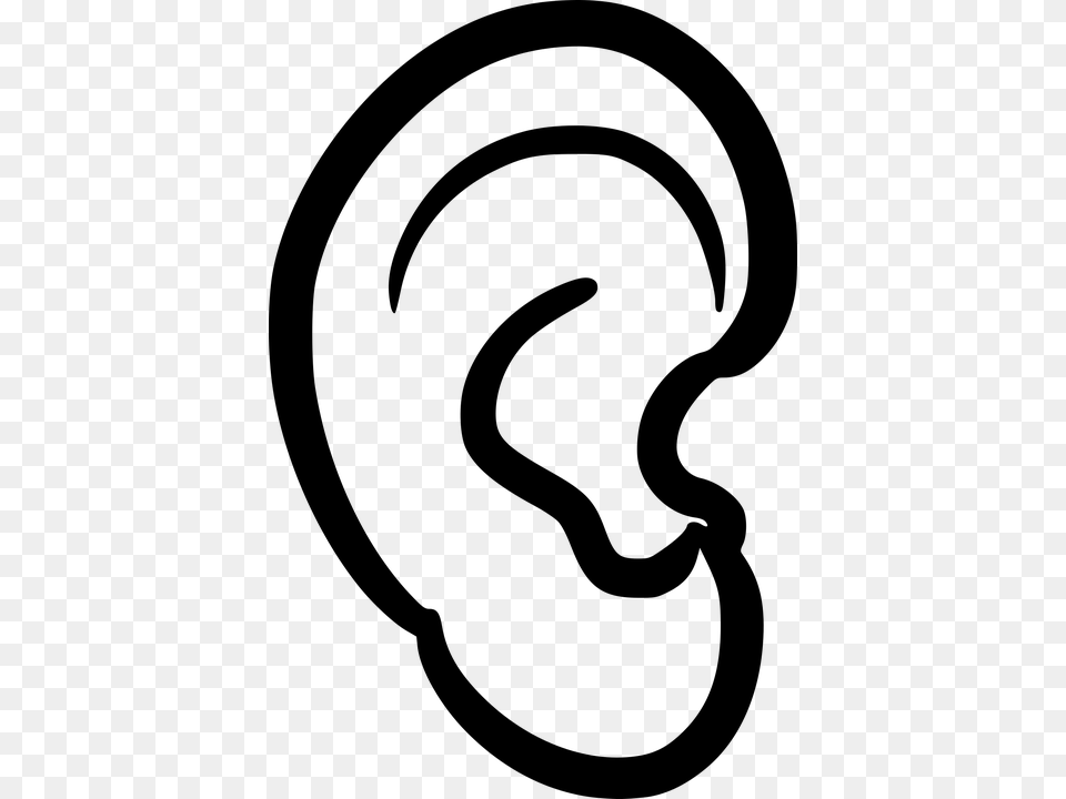 Ear Clipart Telinga, Gray Free Png