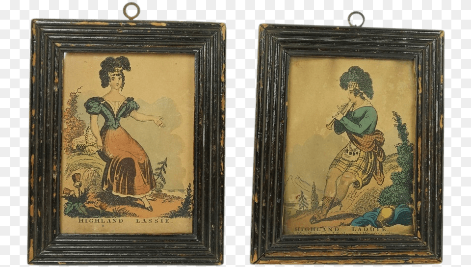 Early 19th Century Miniature Engravings Scottish Folk 19th Century, Art, Painting, Woman, Person Png Image