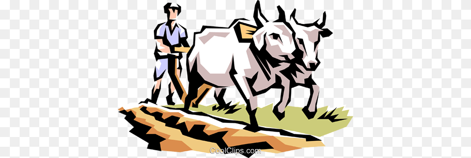 Early American Farmer Royalty Vector Clip Art Illustration, Livestock, Animal, Bull, Cattle Free Transparent Png