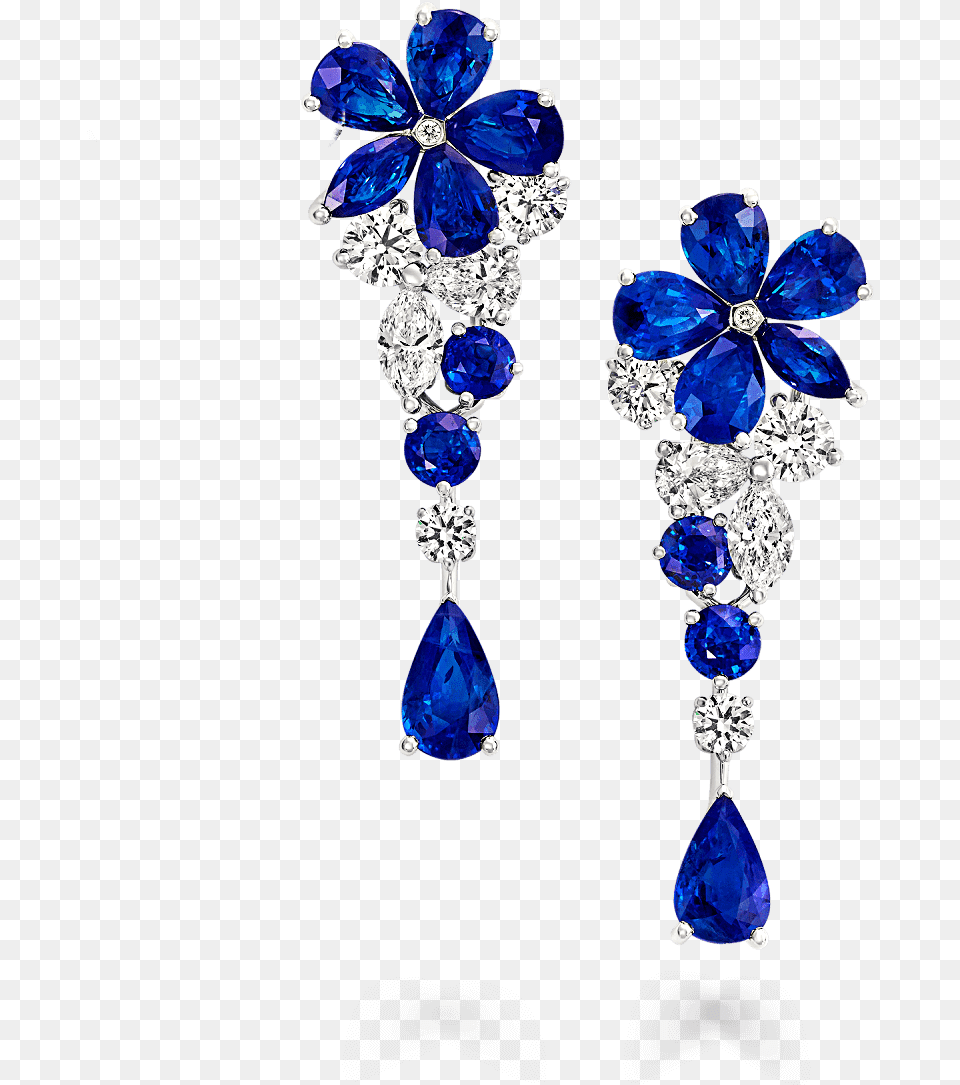 Earring Transparent Blue Flower Graff Diamonds Emerald Earrings, Accessories, Gemstone, Jewelry, Sapphire Png