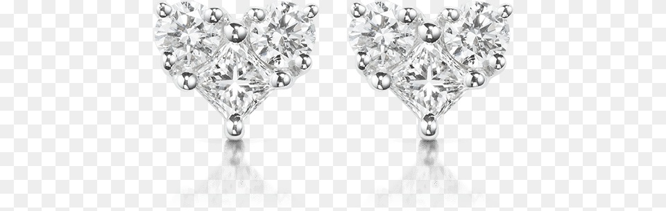 Earrings Delicate Illusion Heart Shape Diamond Stud Heart Illusion Diamond Earrings, Accessories, Jewelry, Gemstone, Earring Free Transparent Png