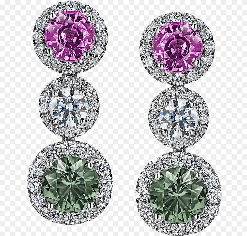 Earrings Green And Pink, Accessories, Diamond, Earring, Gemstone Free Png Download