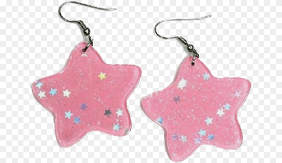 Earrings Kawaii Fairykei Pink Stars Glitter Aesthetic Aesthetic Pink Earrings, Accessories, Earring, Jewelry, Food Free Png