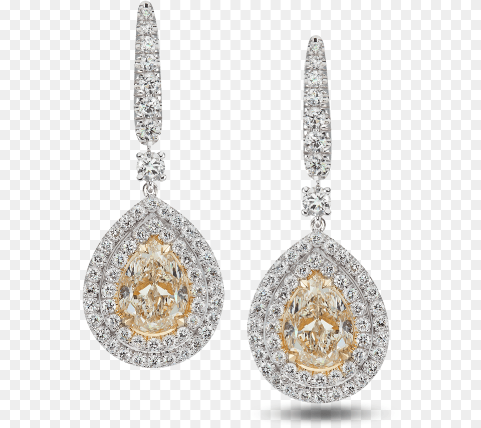 Earrings Krystal Halo Yellow Diamond Pave Steven Kirsch Earrings, Accessories, Earring, Gemstone, Jewelry Png Image