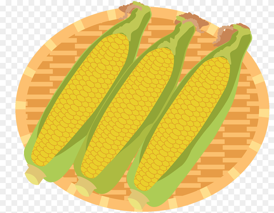 Ears Of Corn On A Plate Clipart, Food, Grain, Plant, Produce Png