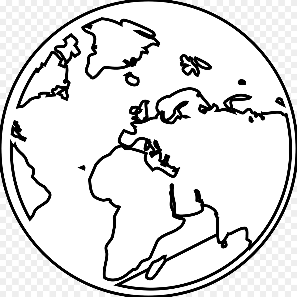 Earth Black And White Outline Transparent Earth White, Astronomy, Outer Space, Planet, Globe Free Png Download